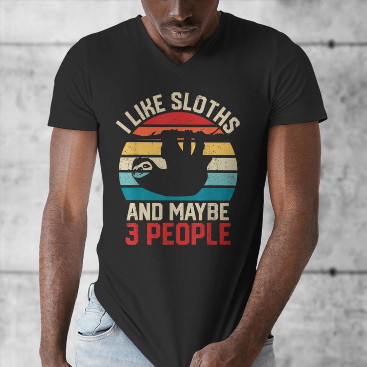 I Like Sloths And Maybe 3 People Sloth Introvert Vintage Men's V-Neck T-Shirt I Like Sloths And Maybe 3 People Sloth Introvert Vintage Men's V-Neck T-Shirt