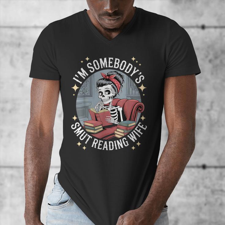 Smut Book Reader Romance Novel Somebody's Smut Reading Wife Men's V-Neck T-Shirt Smut Book Reader Romance Novel Somebody's Smut Reading Wife Men's V-Neck T-Shirt