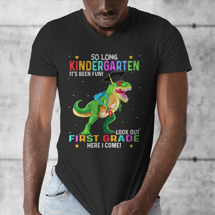 So Long Kindergarten Graduation Class 2025 Dinosaur Kids Men's V-Neck T-Shirt