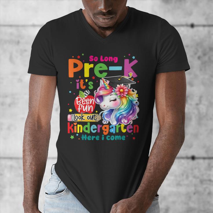 So Long Prek Pre-K Graduation Graduate Unicorn Kids Girls Men's V-Neck T-Shirt