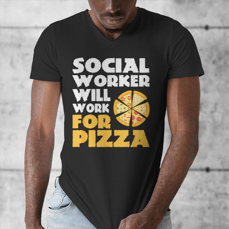 Social Worker Will Work For Pizza Graduation Men's V-Neck T-Shirt