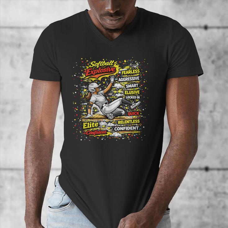 Softball Slider Pop Comic Book Art Best Traits Fast Elite Men's V-Neck T-Shirt Softball Slider Pop Comic Book Art Best Traits Fast Elite Men's V-Neck T-Shirt