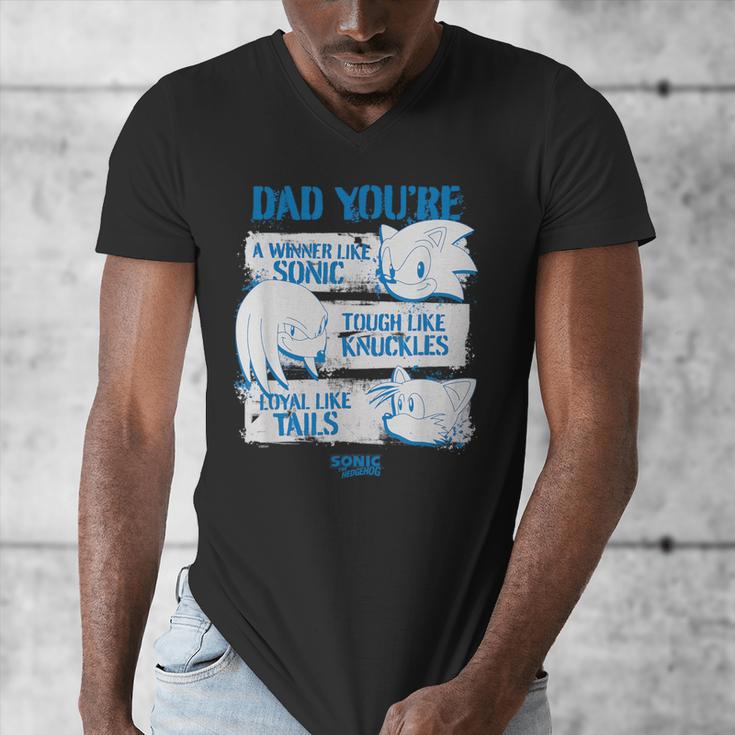 Sonic The Hedgehog Father's Day Dad Qualities Distressed Men's V-Neck T-Shirt