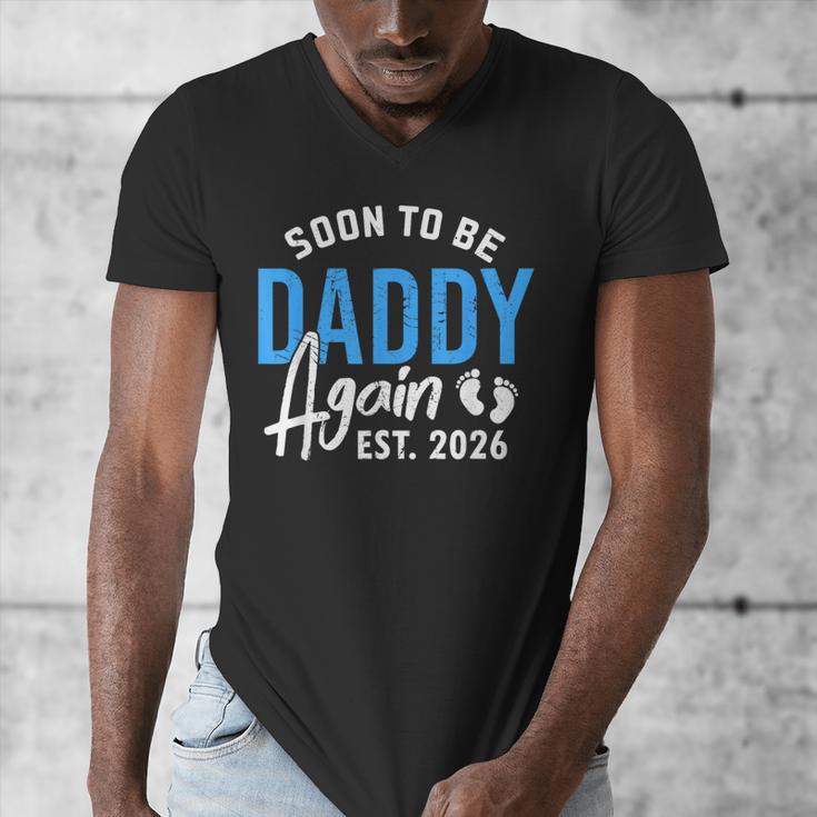 Soon To Be Daddy Again Est 2026 Dad Baby Announcement Men's V-Neck T-Shirt