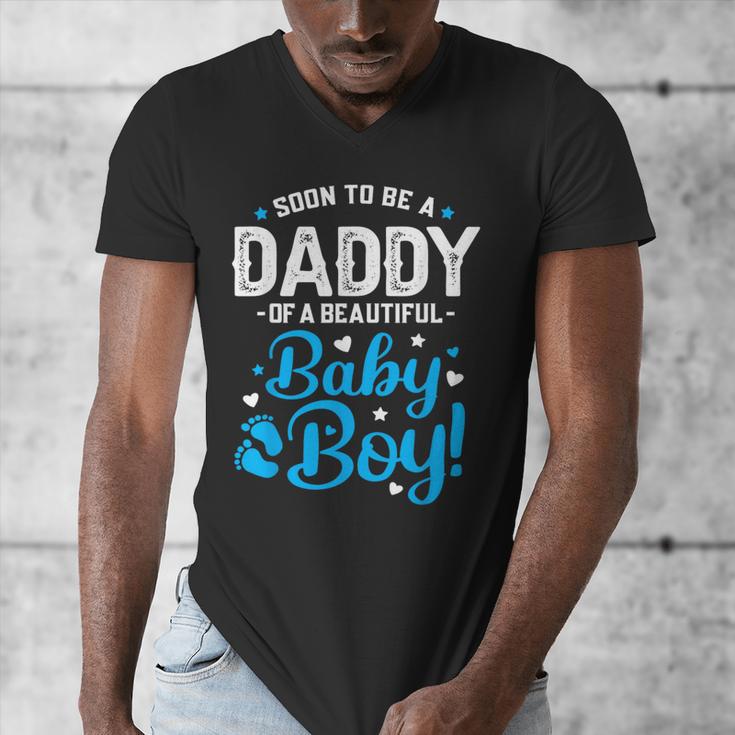 Soon To Be A Daddy Of A Baby Boy New Dad Expecting Father Men's V-Neck T-Shirt