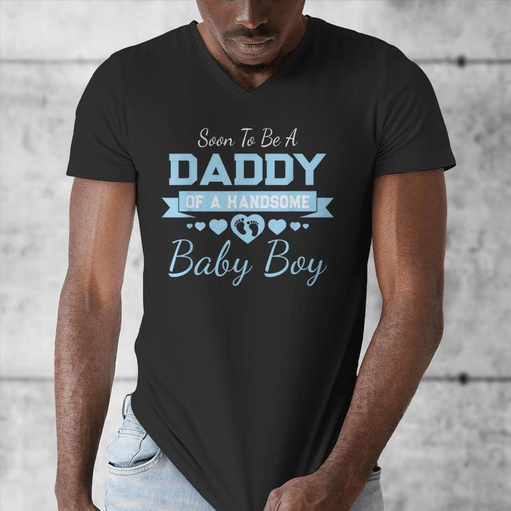 Soon To Be A Daddy Of a Handsome Baby Boy Announcement Men's V-Neck T-Shirt