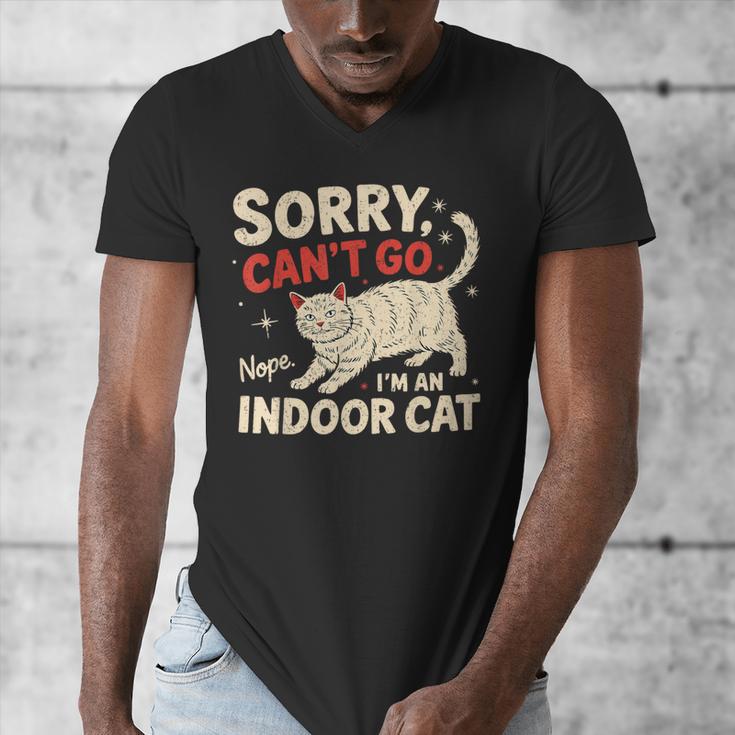 Sorry I Can't Go I'm An Indoor Cat Introvert Cat Owner Men's V-Neck T-Shirt