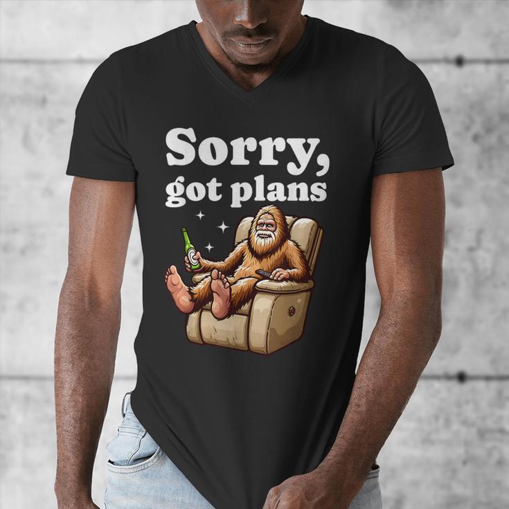 Sorry Got Plans Bigfoot Dad Humor Sasquatch Sayings Men's V-Neck T-Shirt