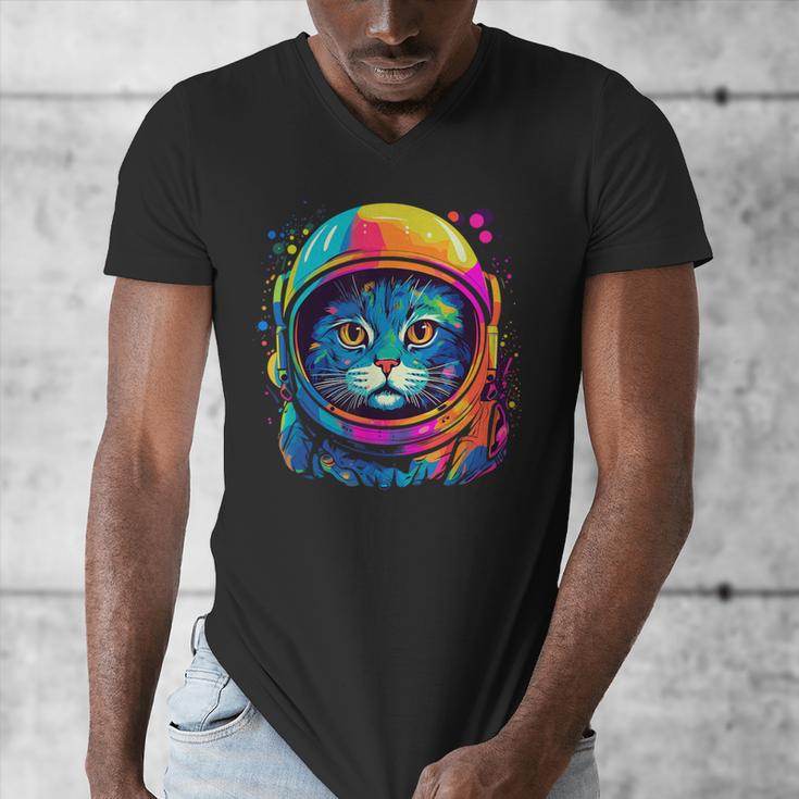 Space Cat Mom Cat Dad Men Women Kids Astronaut Space Men's V-Neck T-Shirt