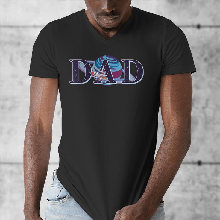 Space Dad Family Matching Mom Space Birthday Theme Party Men's V-Neck T-Shirt