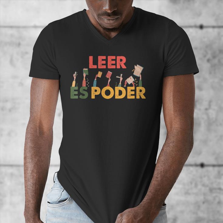 Spanish Reading Book Lover Teacher Maestra Leer Es Poder For Men Women Men's V-Neck T-Shirt Spanish Reading Book Lover Teacher Maestra Leer Es Poder For Men Women Men's V-Neck T-Shirt