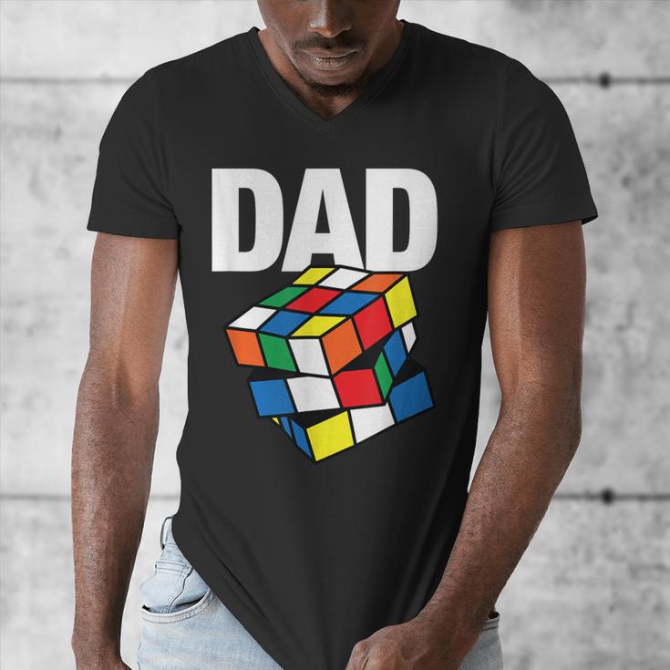 Speed Cubing Dad Puzzle Cuber Cube Kids Men's V-Neck T-Shirt