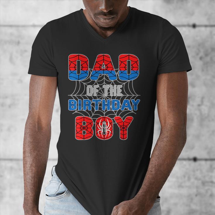 Spider Web Birthday Party Dad Of The Birthday Boy Men's V-Neck T-Shirt