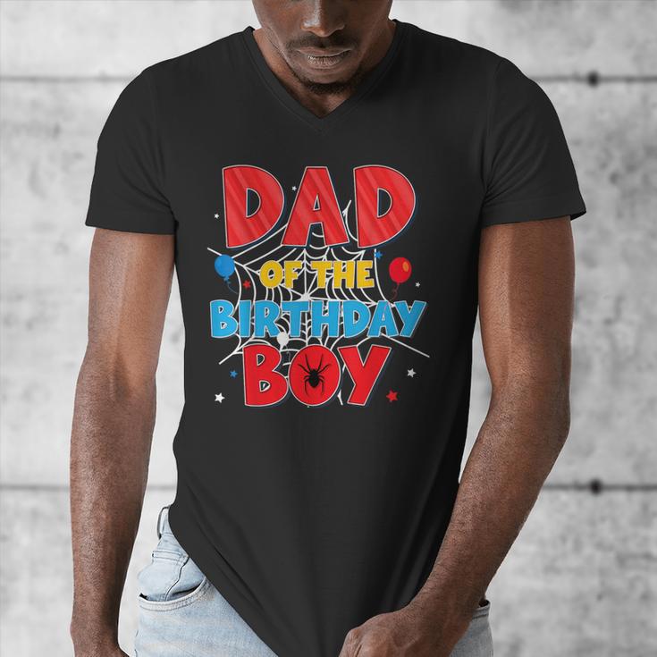 Spider Web Family Matching Dad Of The Birthday Boy Men's V-Neck T-Shirt Spider Web Family Matching Dad Of The Birthday Boy Men's V-Neck T-Shirt