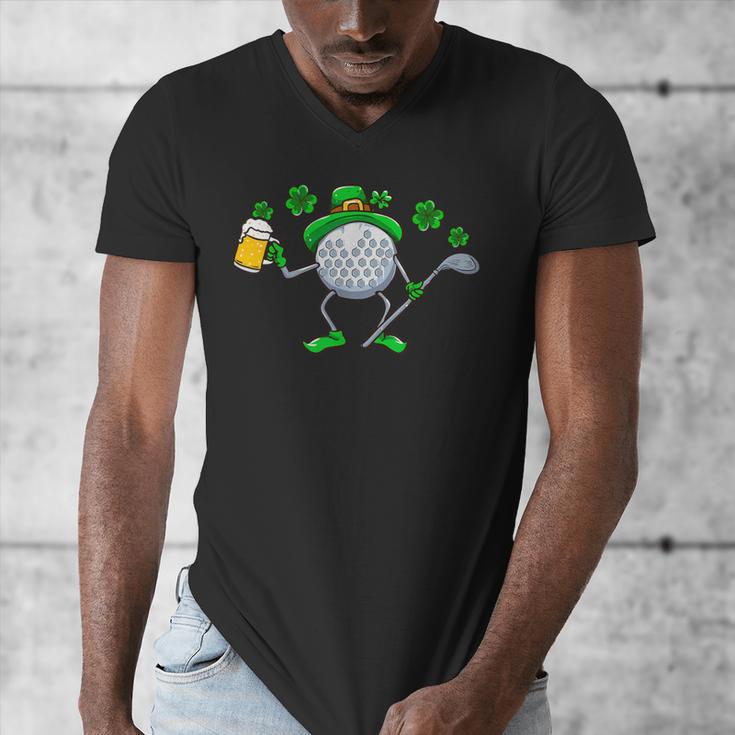 St Patricks Day Golf Golfing Irish Golfer Beer Humor Men Dad Men's V-Neck T-Shirt