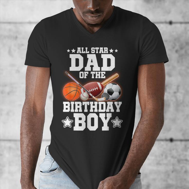 All Star Dad Of The Birthday Boy Basketball Soccer Sport Men's V-Neck T-Shirt