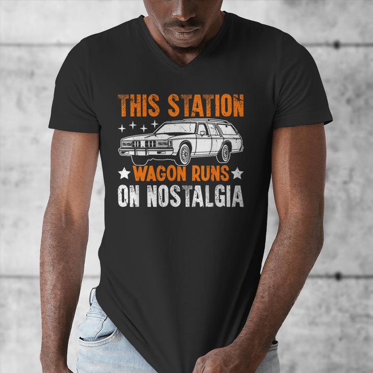 This Station Wagon Runs On Nostalgia Wagon Men's V-Neck T-Shirt