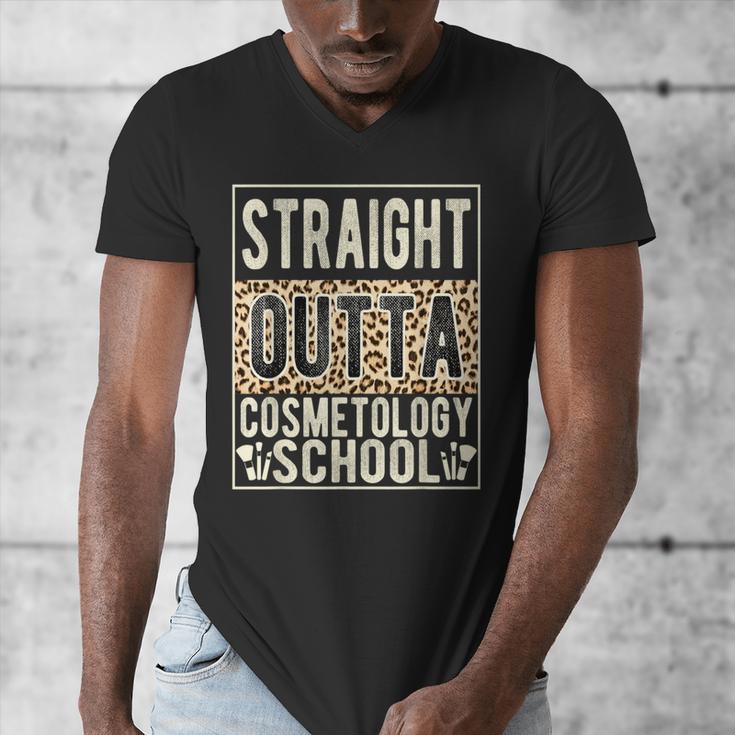 Straight Outta Cosmetology School Leopard Graduation Men's V-Neck T-Shirt