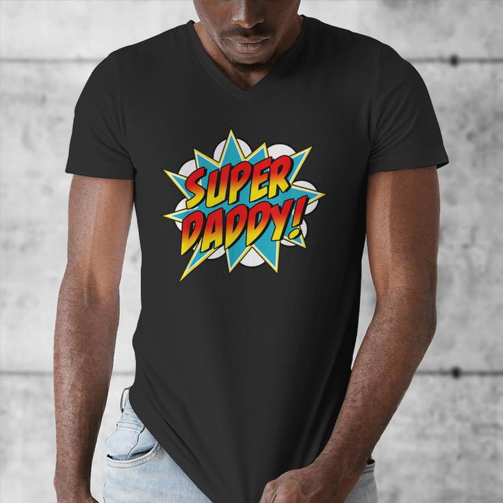 Super Daddy Comic Book Superhero Father's Day Men's V-Neck T-Shirt Super Daddy Comic Book Superhero Father's Day Men's V-Neck T-Shirt