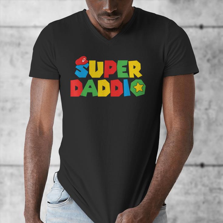 Super Gamer Dad Unleashed Celebrating Fatherly Powers Men's V-Neck T-Shirt