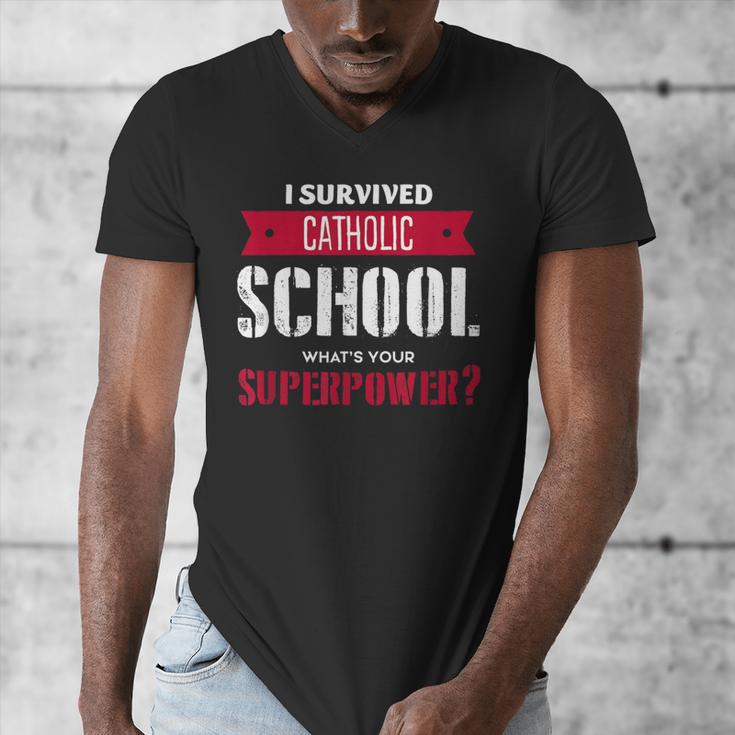 I Survived Catholic School Shirt Catholic Graduation Men's V-Neck T-Shirt