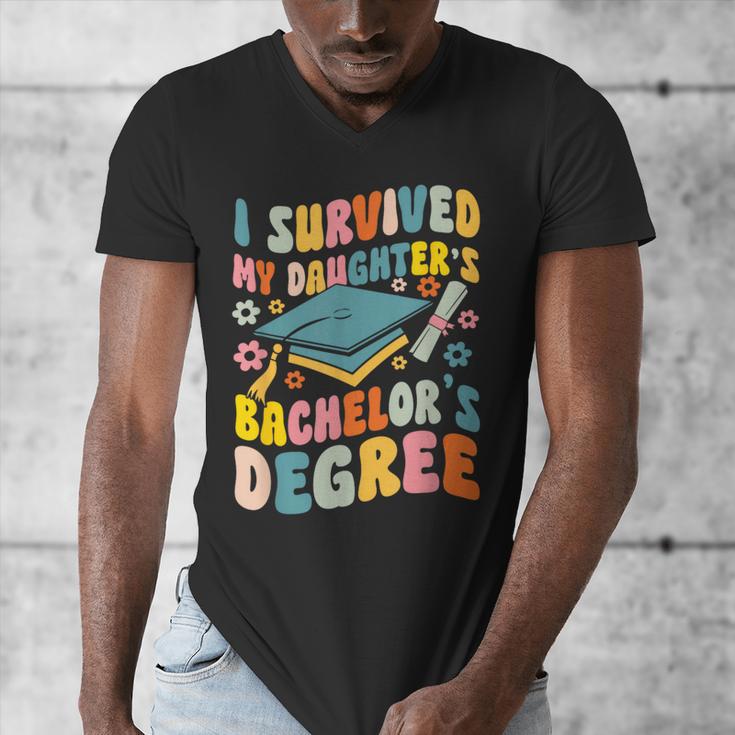 i Survived My Daughter's Bachelors Degree Groovy Graduation Men's V-Neck T-Shirt