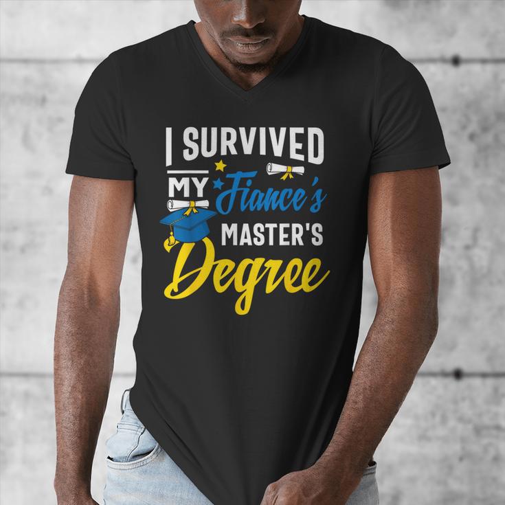 i Survived My Fiance's Masters Degree Graduation Gifts Men's V-Neck T-Shirt