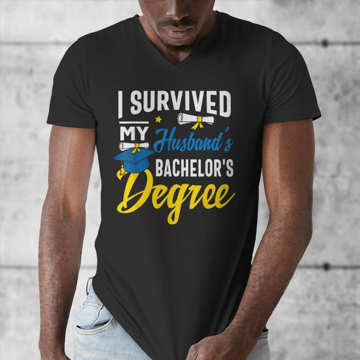i Survived My Husbands Bachelors Degree Graduation Gifts Men's V-Neck T-Shirt