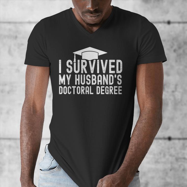 I Survived My Husband's Doctoral Degree Graduation Husband Men's V-Neck T-Shirt