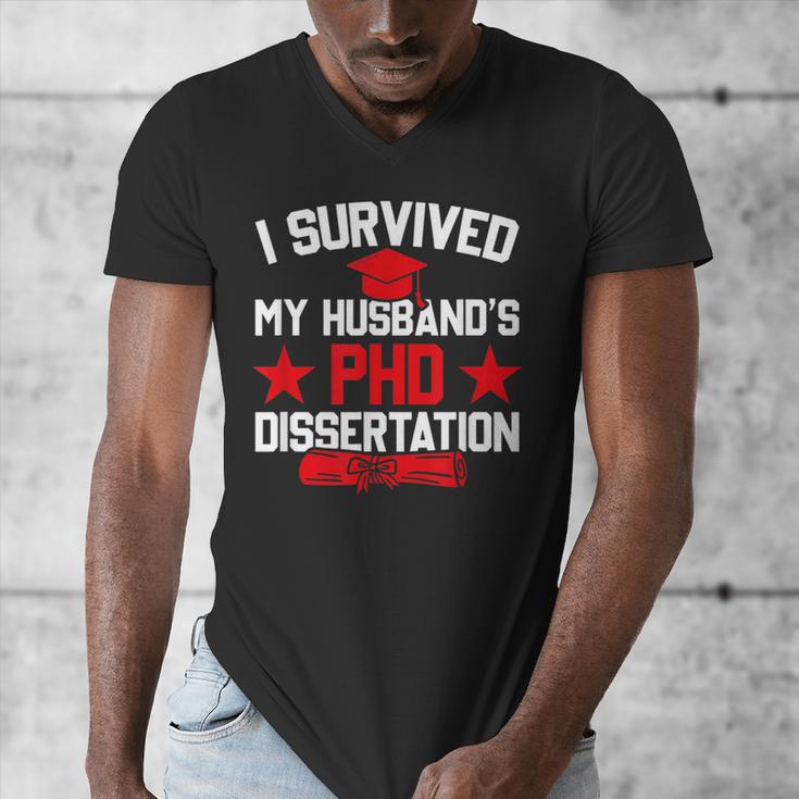 I Survived My Husband's PHD Dissertation Graduation Men's V-Neck T-Shirt