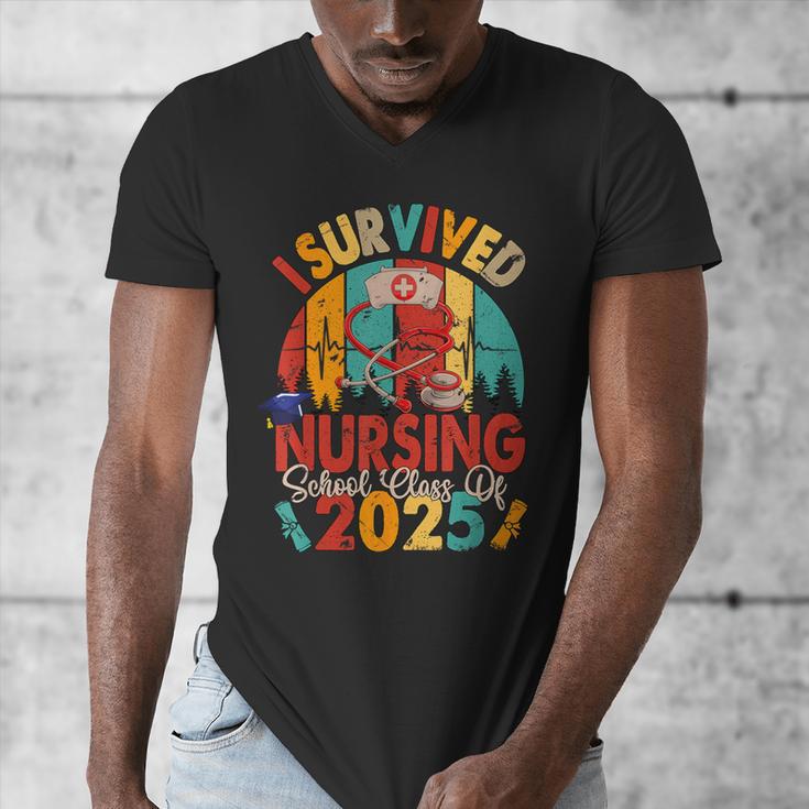 I Survived Nursing School Class Of 2025 Proud Graduation Men's V-Neck T-Shirt
