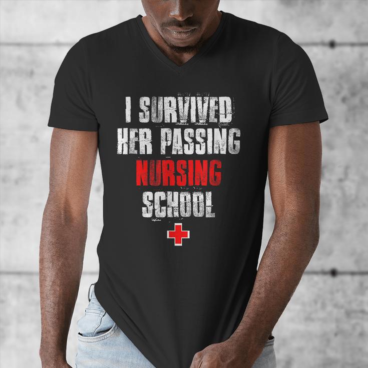 I Survived Her Passing Nursing School Graduation Men's V-Neck T-Shirt