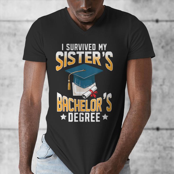 i Survived My Sisters Bachelor's Degree Graduation Gifts Men's V-Neck T-Shirt