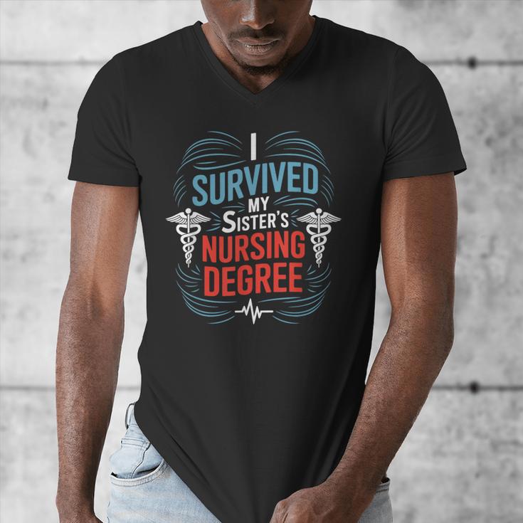 I Survived My Sister'S Nursing Degree Sis Nurse Graduation Men's V-Neck T-Shirt