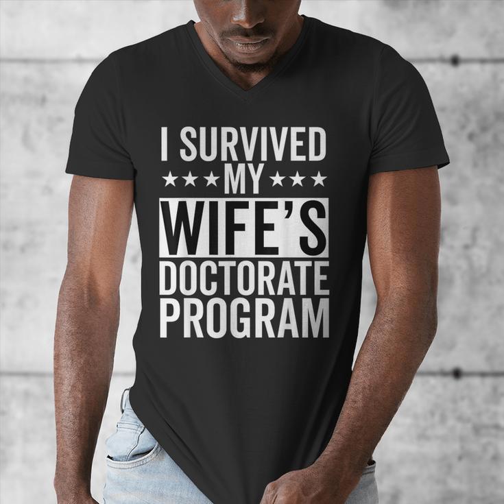 i Survived My Wife Doctorate Program PHD Wife Graduation Men's V-Neck T-Shirt