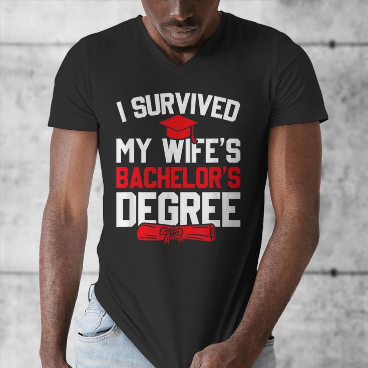 I Survived My Wife's Bachelor's Degree Graduation Men's V-Neck T-Shirt