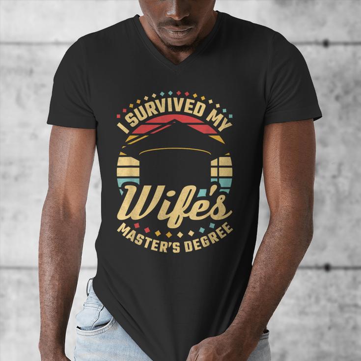Survived My Wife's Master's Degree College Graduation Men's V-Neck T-Shirt