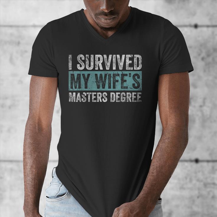 I Survived My Wife's Masters Degree Graduation Friends Men's V-Neck T-Shirt