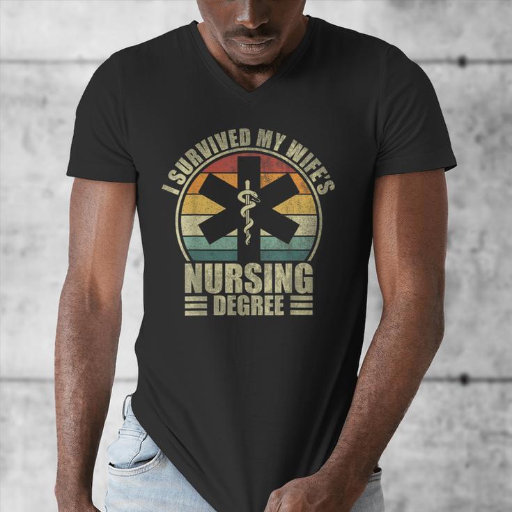 I Survived My Wife's Nursing Degree Nursing Graduation Men's V-Neck T-Shirt