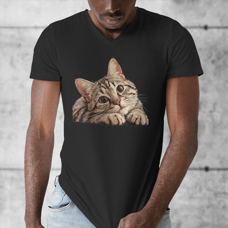 Tabby Cat Mom Dad Pet Shop Tabby Cats Kitten Tabby Cat Men's V-Neck T-Shirt Tabby Cat Mom Dad Pet Shop Tabby Cats Kitten Tabby Cat Men's V-Neck T-Shirt