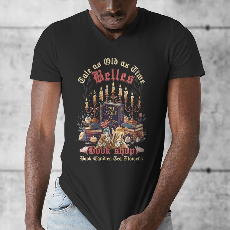 Tale As Old As Time Belles Book Shop Book Candles Tea Flower Men's V-Neck T-Shirt
