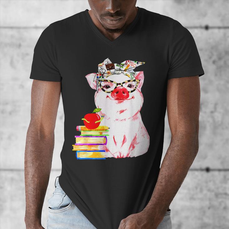 Teacher Pig Cute Farm Animal Book Lover School Student For Men Women Kids Men's V-Neck T-Shirt Teacher Pig Cute Farm Animal Book Lover School Student For Men Women Kids Men's V-Neck T-Shirt