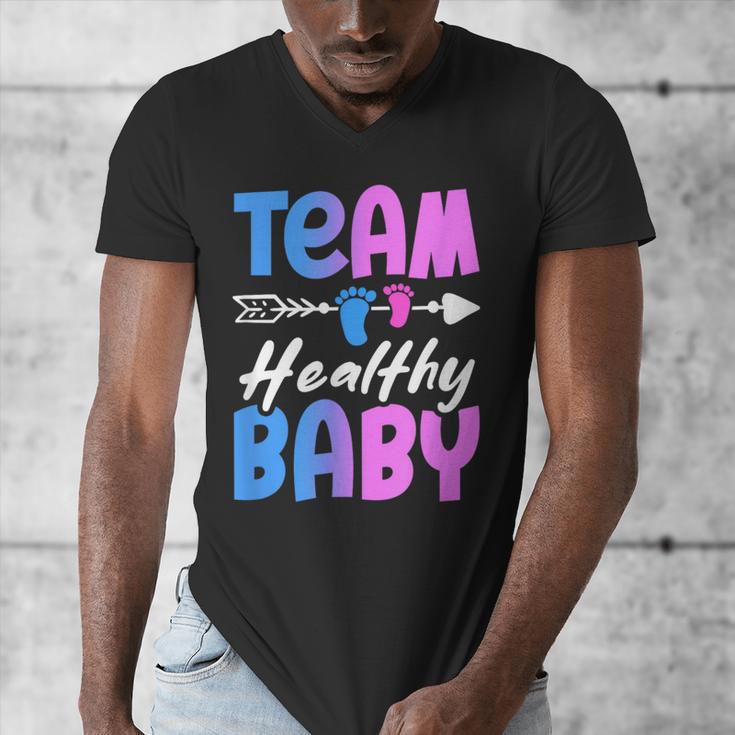 Team Healthy Baby Gender Reveal Pregnancy Mom Dad Men's V-Neck T-Shirt