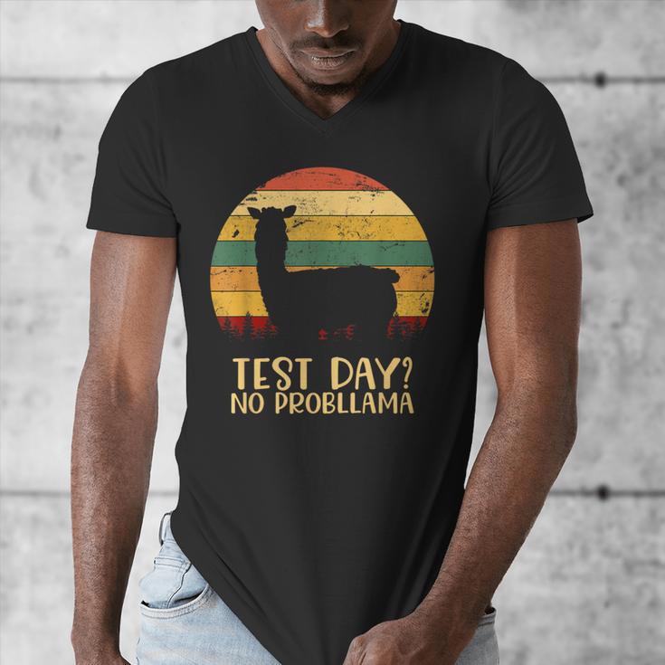 Test Day No Probllama Silhouette Teacher Student Graduation Men's V-Neck T-Shirt