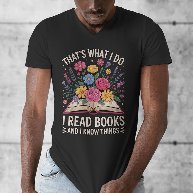 That’s What I Do I Read Books And I Know Things Floral Book Men's V-Neck T-Shirt That’s What I Do I Read Books And I Know Things Floral Book Men's V-Neck T-Shirt