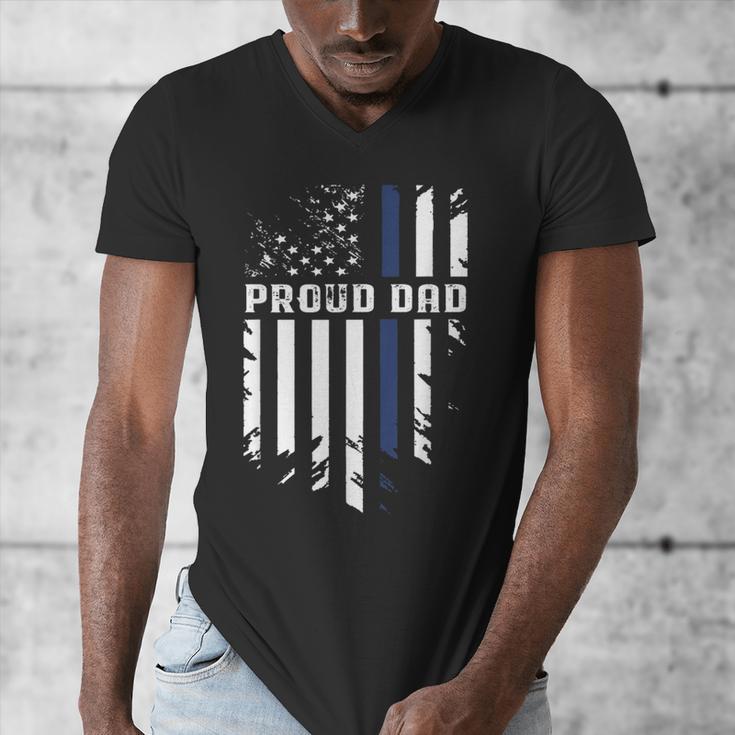 Thin Blue Line Proud Dad Police Family T-Shirt Men's V-Neck T-Shirt