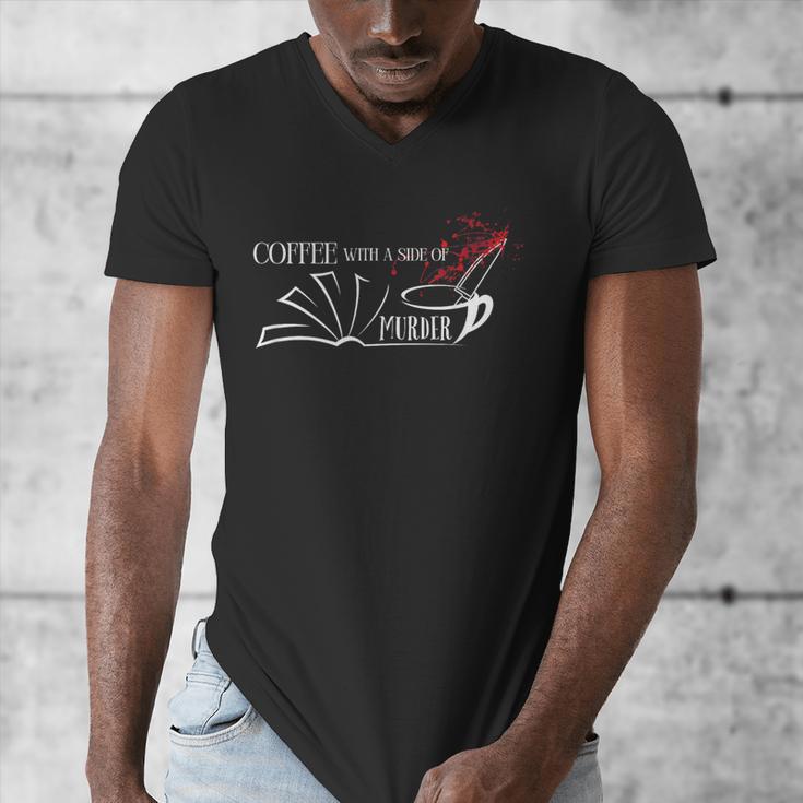 Thriller Book Fan Coffee With A Side Of Murder Men's V-Neck T-Shirt Thriller Book Fan Coffee With A Side Of Murder Men's V-Neck T-Shirt