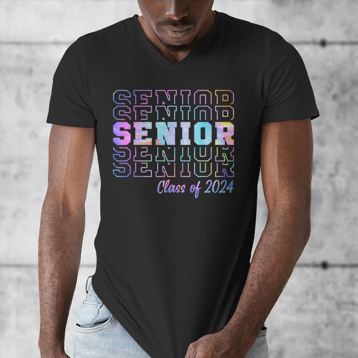 Tie Dye Senior 24 Class Of 2024 Seniors Graduation 24 Men's V-Neck T-Shirt
