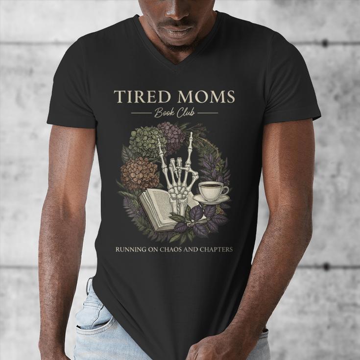 Tired Moms Book Club Dark Floral Coffee Skeleton Men's V-Neck T-Shirt Tired Moms Book Club Dark Floral Coffee Skeleton Men's V-Neck T-Shirt