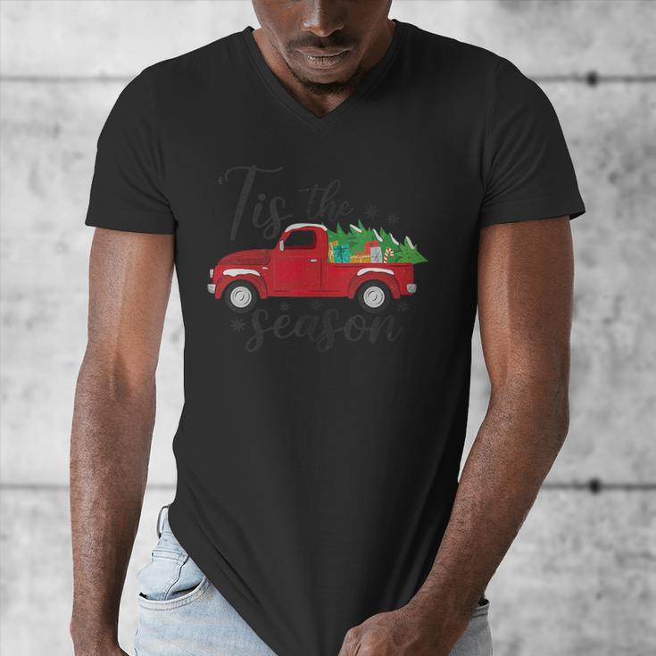 Tis The Season Holiday Nostalgia Red Truck Men's V-Neck T-Shirt Tis The Season Holiday Nostalgia Red Truck Men's V-Neck T-Shirt